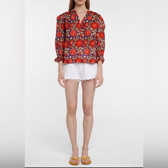 Velvet By Graham & SpencerMillie Floral Cotton Top in RedXL